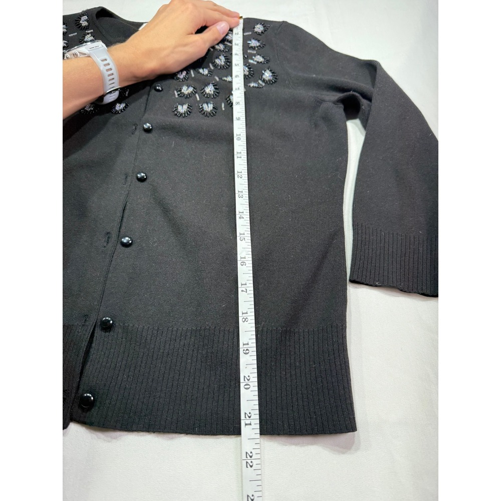 Ann Taylor Loft Womens Medium Black Beaded Sequin Cardigan Sweater 133388 - Picture 4 of 7